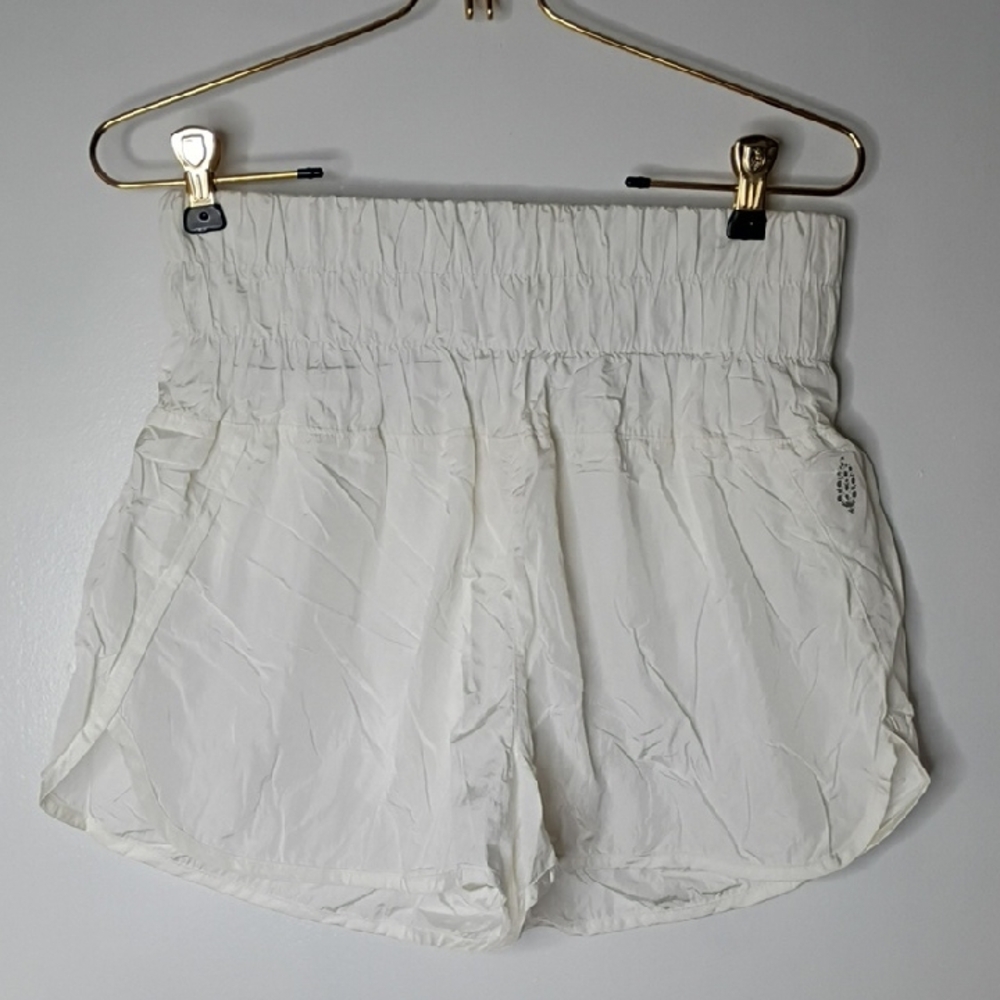 Women's White Elastic Waist Shorts